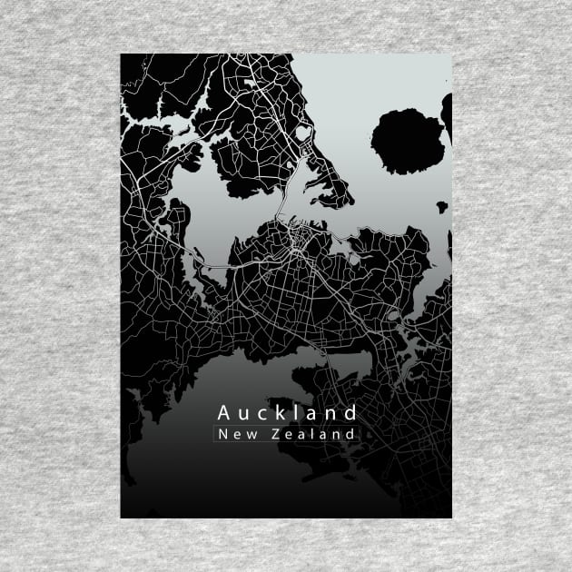 Auckland New Zealand City Map dark by Robin-Niemczyk